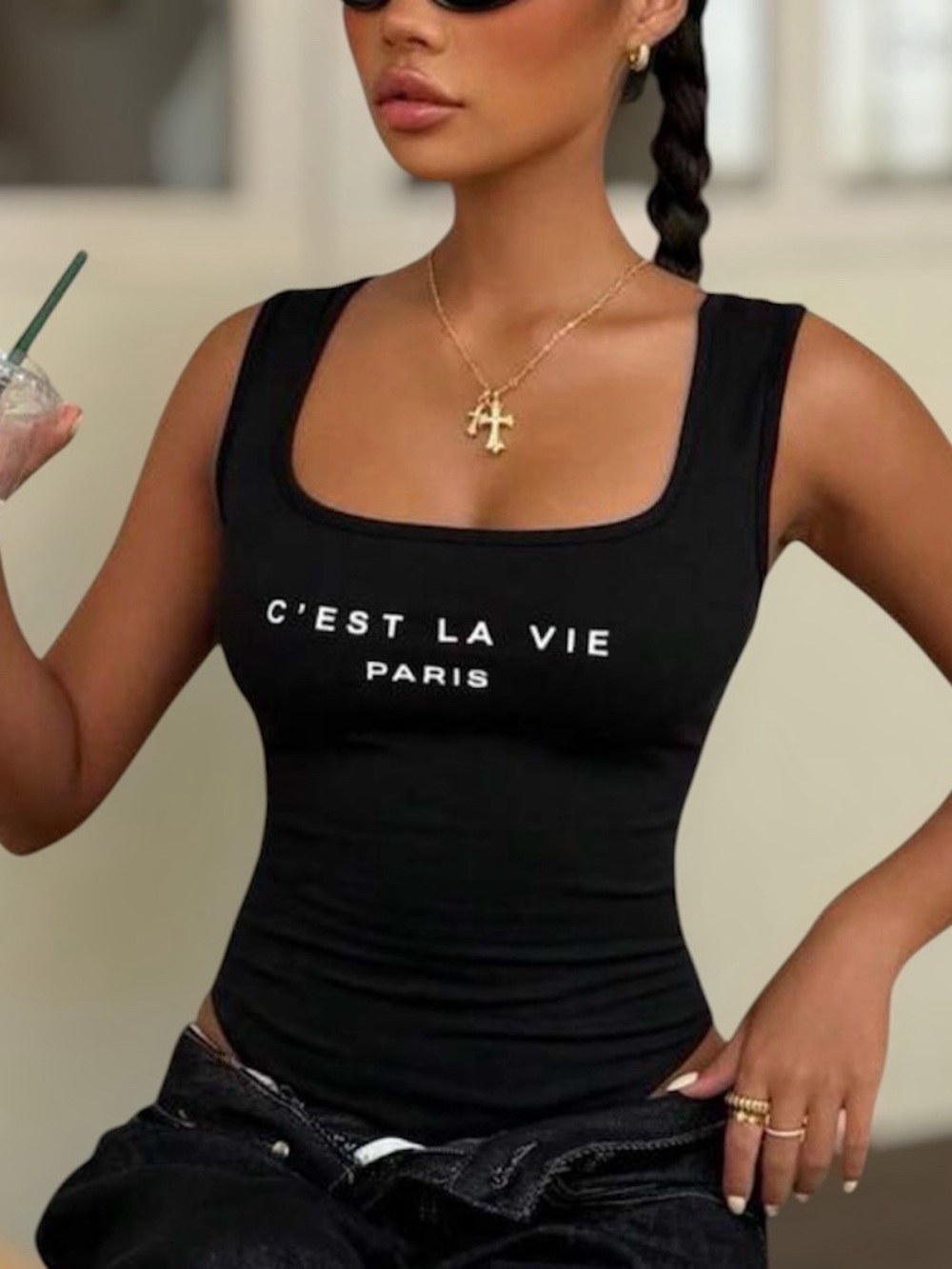C’est la Vie Black Bodysuit Size XL